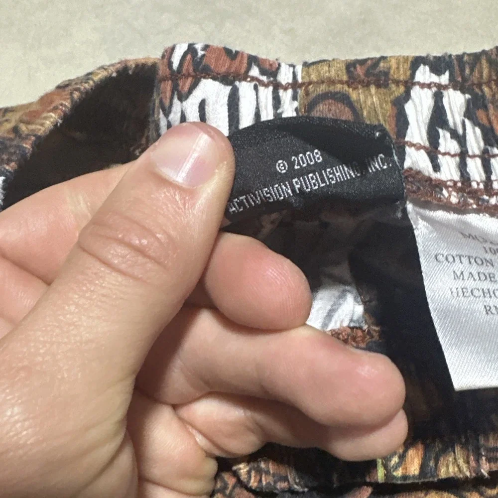 Guitar Hero Pajama Pants Men's SZ M Brown Graphic Print Gamer Lounge Sleep Band